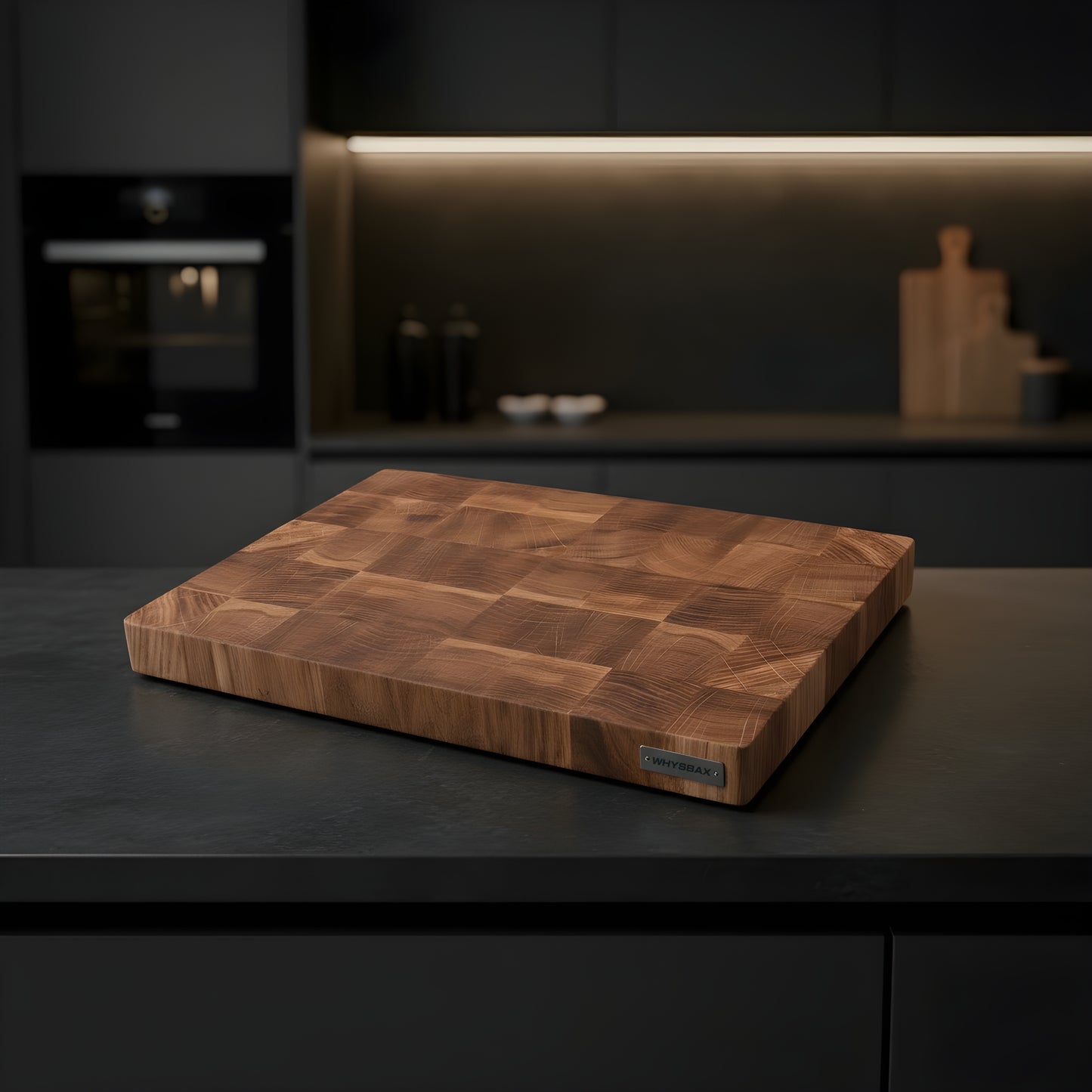 WHYSBAX Stirnholz-Schneidebrett aus massivem Eichenholz